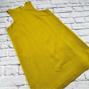 H&M Mini Dress Size 12 Mustard Yellow Sheath Sleeveless Brocade Textured